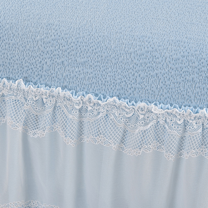 91家纺网 家纺一手货源 找家纺 席匠 2026新款凉感冰豆豆床裙款凉席席子凉席-美人纱 漫花-蓝