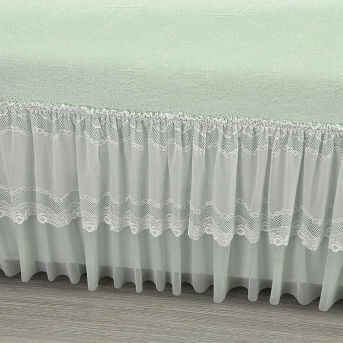 91家纺网 家纺一手货源 找家纺 席匠 2026新款凉感冰豆豆床裙款凉席席子凉席-美人纱 漫花-绿