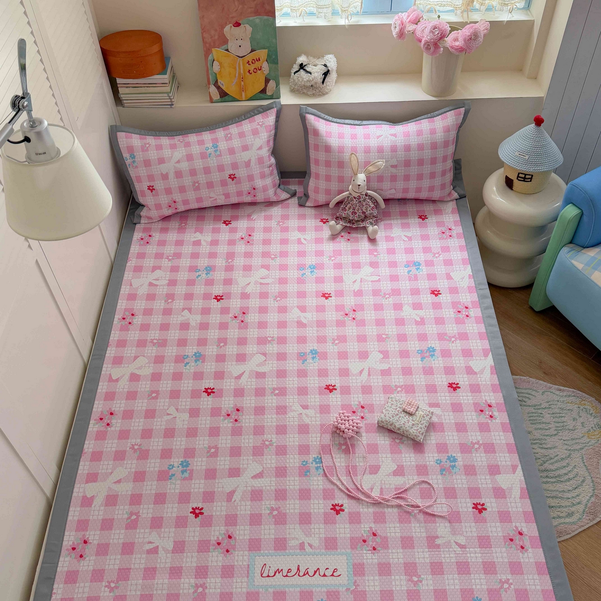 Sweet dreams甜梦 2026新款数码印花小板凉感豆豆席 格子蝴蝶结