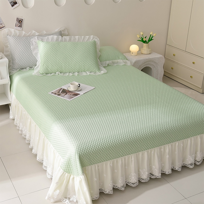 席匠 2026新款A类凉感豆豆凉席席子凉席三件套 绿色