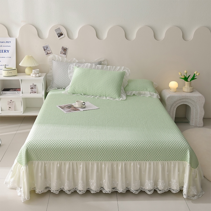 91家纺网 家纺一手货源 找家纺 席匠 2026新款A类凉感豆豆凉席席子凉席三件套 绿色