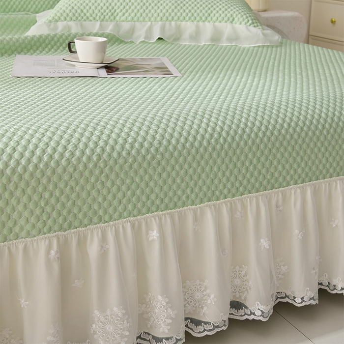 91家纺网 家纺一手货源 找家纺 席匠 2026新款A类凉感豆豆凉席席子凉席三件套 绿色