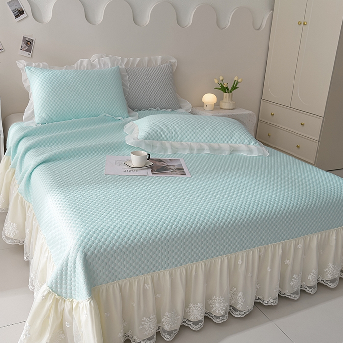 91家纺网 家纺一手货源 找家纺 席匠 2026新款A类凉感豆豆凉席席子凉席三件套 天空蓝