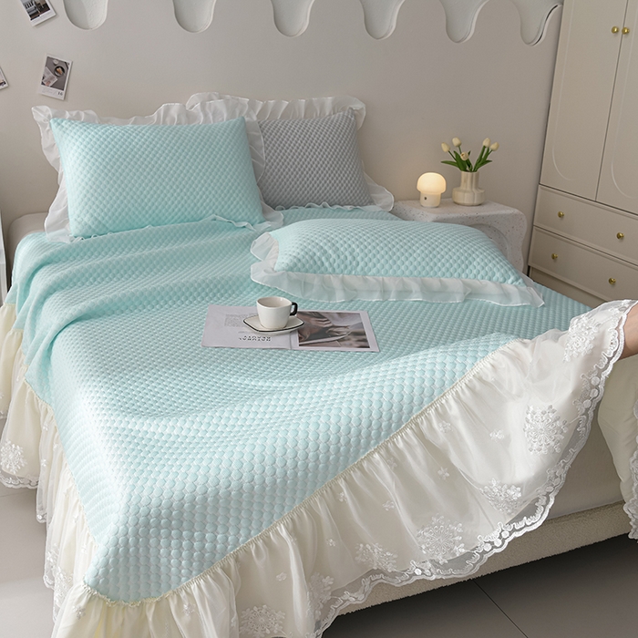 91家纺网 家纺一手货源 找家纺 席匠 2026新款A类凉感豆豆凉席席子凉席三件套 天空蓝