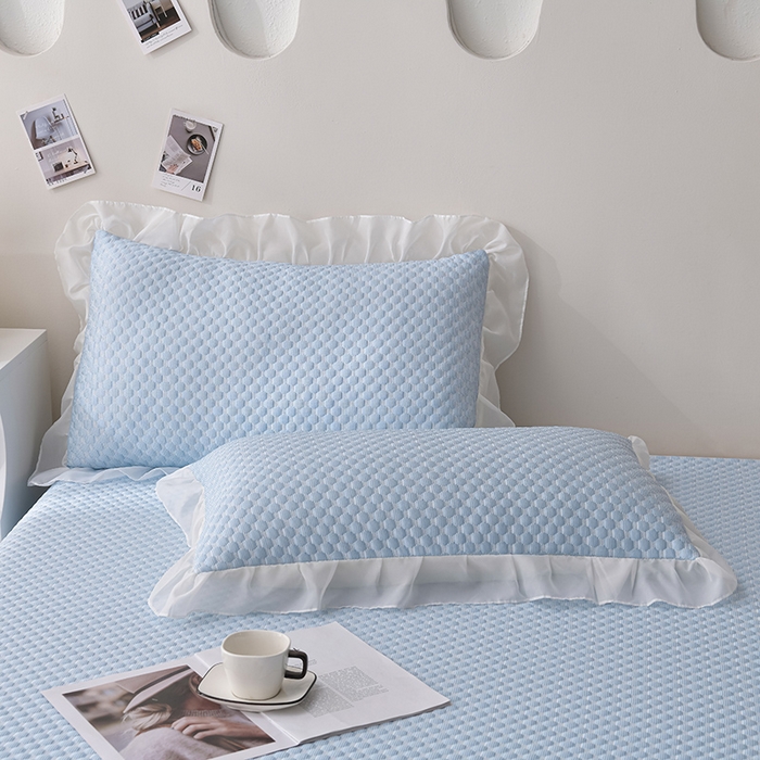 91家纺网 家纺一手货源 找家纺 席匠 2026新款A类凉感豆豆凉席席子凉席三件套 婴儿蓝