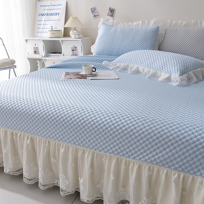 91家纺网 家纺一手货源 找家纺 席匠 2026新款A类凉感豆豆凉席席子凉席三件套 婴儿蓝