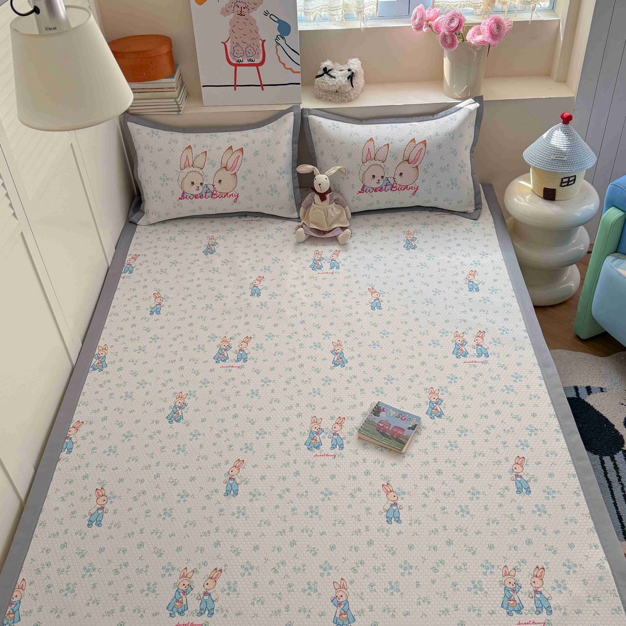 Sweet dreams甜梦 2026新款数码印花小板凉感豆豆席 花纹兔