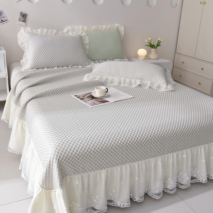 91家纺网 家纺一手货源 找家纺 席匠 2026新款A类凉感豆豆凉席席子凉席三件套 灰色