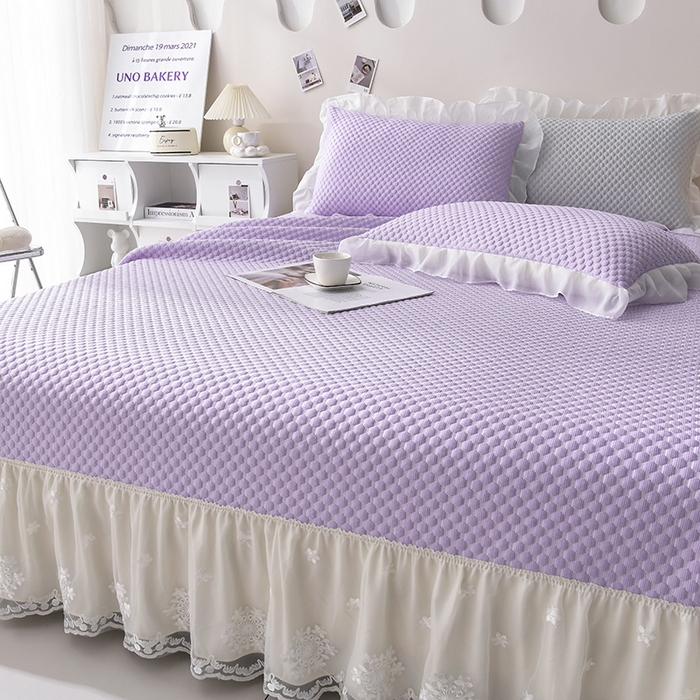 91家纺网 家纺一手货源 找家纺 席匠 2026新款A类凉感豆豆凉席席子凉席三件套 紫色