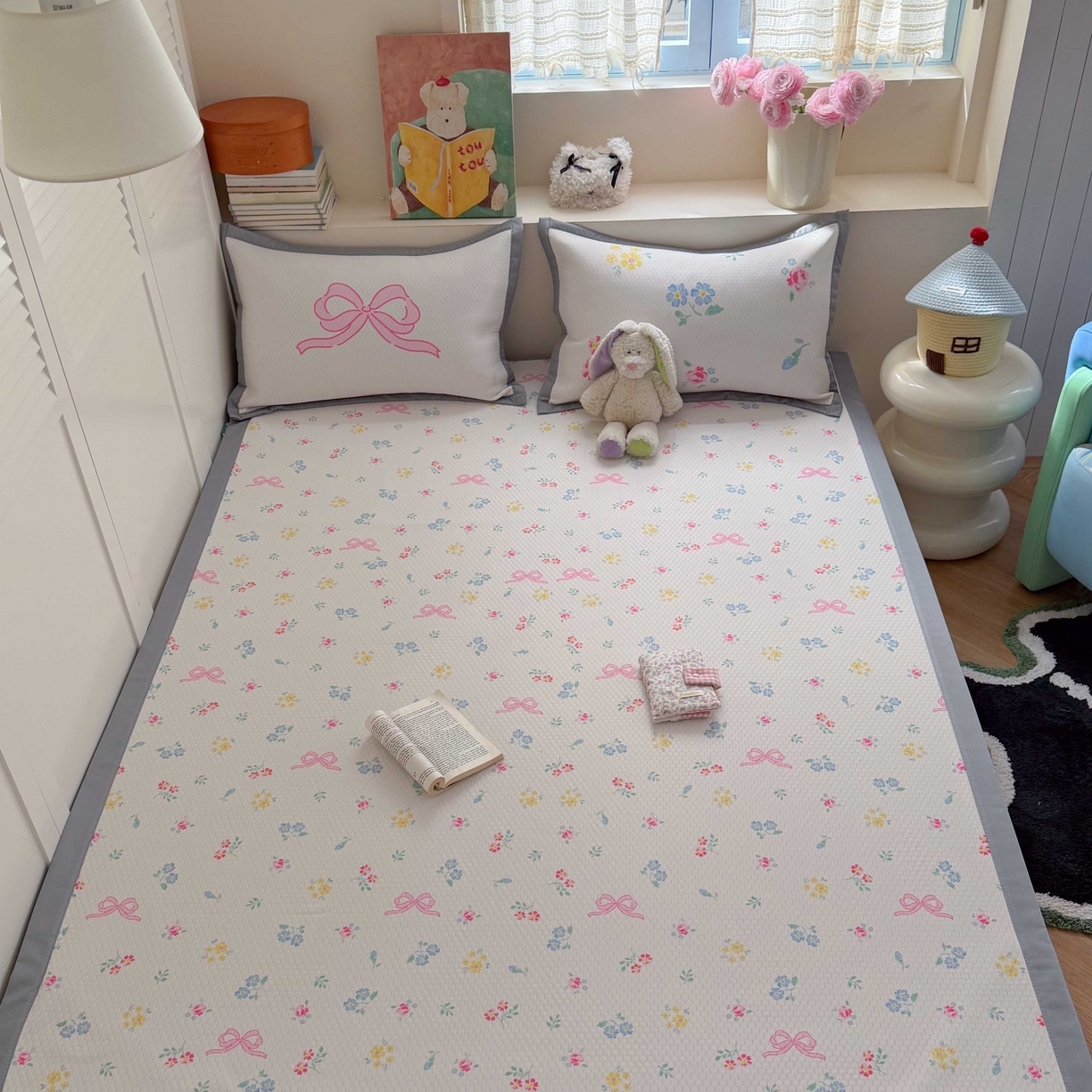 Sweet dreams甜梦 2026新款数码印花小板凉感豆豆席 黄底粉花