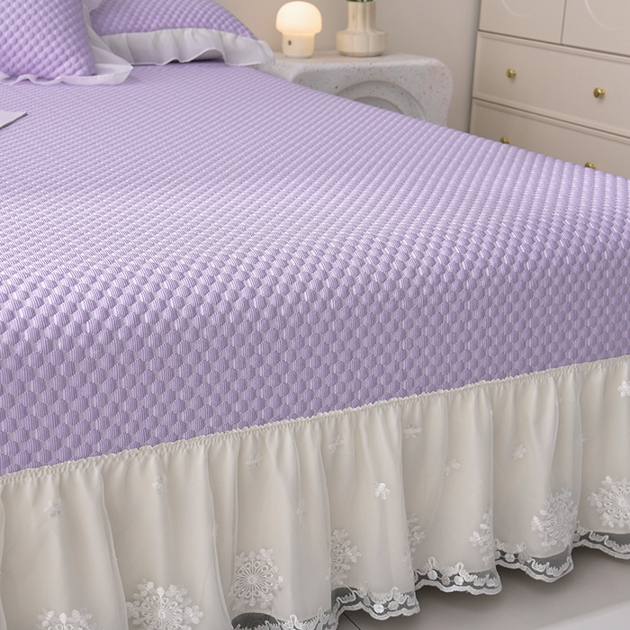 91家纺网 家纺一手货源 找家纺 席匠 2026新款A类凉感豆豆凉席席子凉席三件套 紫色