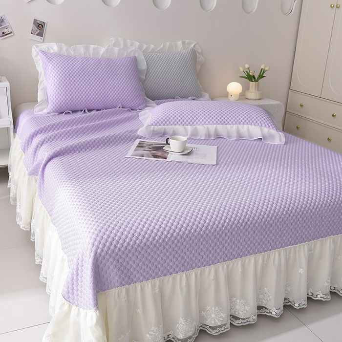 91家纺网 家纺一手货源 找家纺 席匠 2026新款A类凉感豆豆凉席席子凉席三件套 紫色