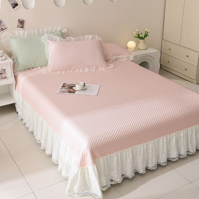 席匠 2026新款A类凉感豆豆凉席席子凉席三件套 粉色