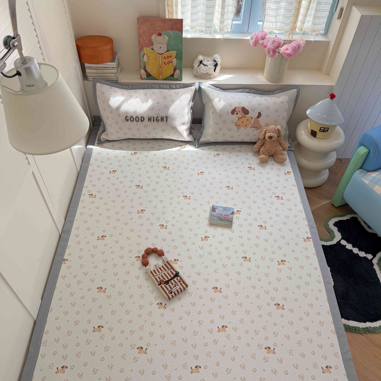 Sweet dreams甜梦 2026新款数码印花小板凉感豆豆席 黄花小狗