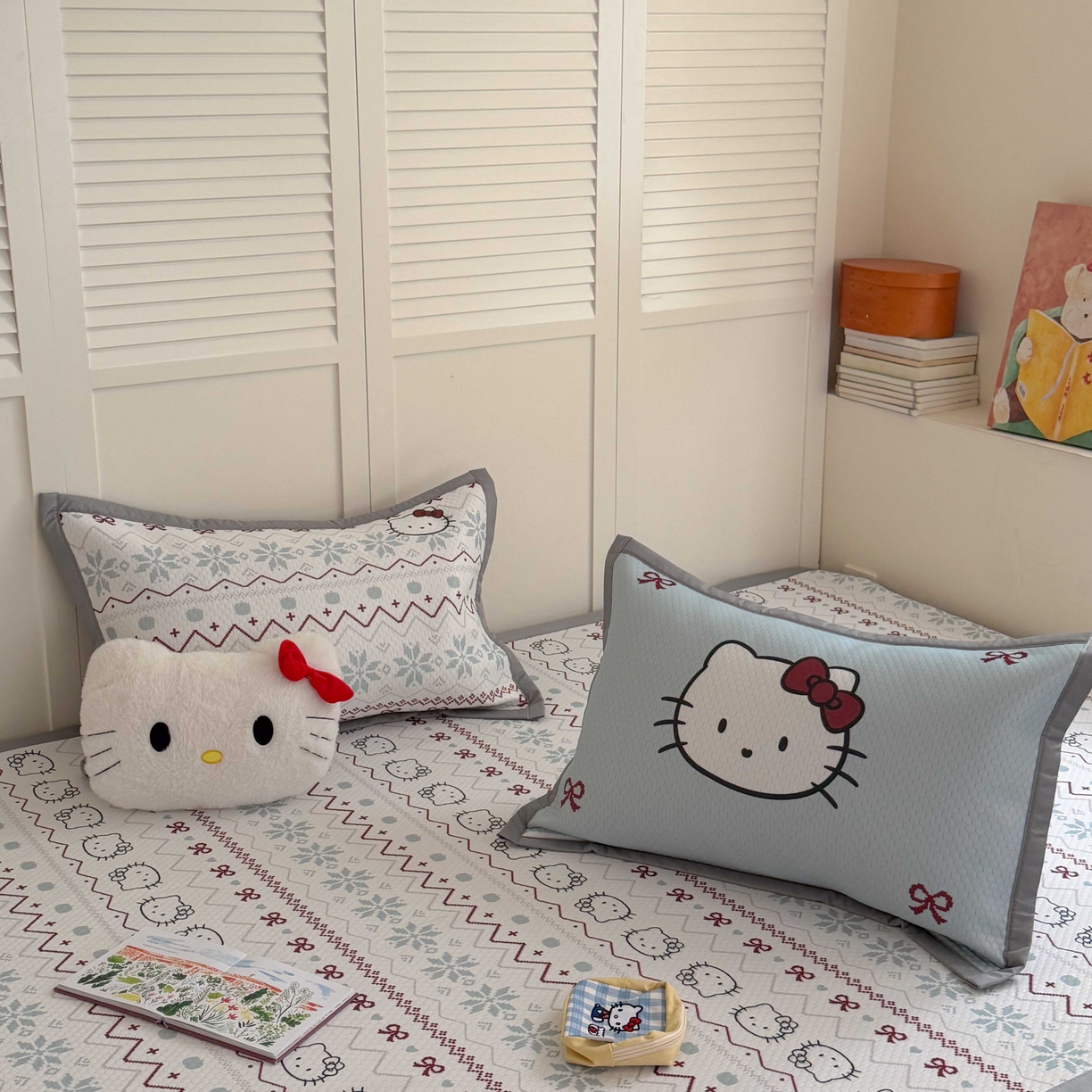 91家纺网 家纺一手货源 找家纺 Sweet dreams甜梦 2026新款数码印花小板凉感豆豆席 猫猫蝴蝶结