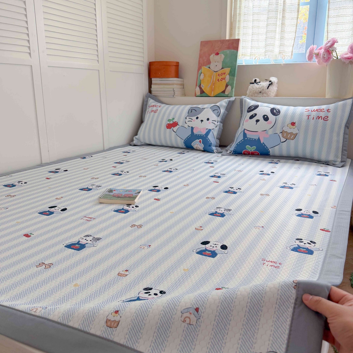 91家纺网 家纺一手货源 找家纺 Sweet dreams甜梦 2026新款数码印花小板凉感豆豆席 甜梦时光