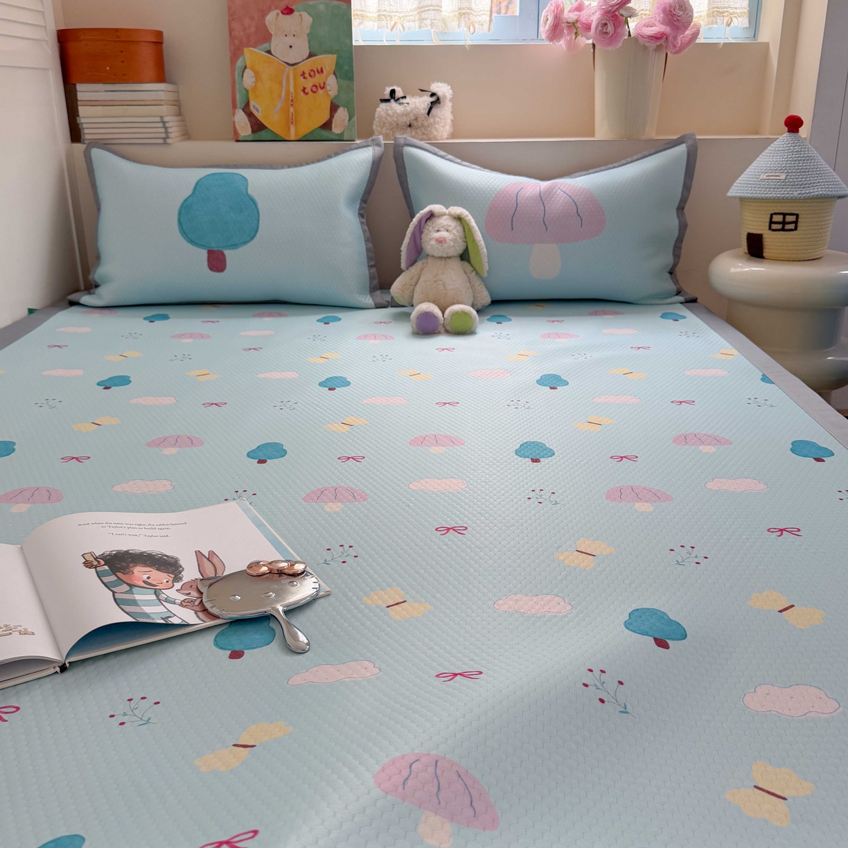 91家纺网 家纺一手货源 找家纺 Sweet dreams甜梦 2026新款数码印花小板凉感豆豆席 小森林