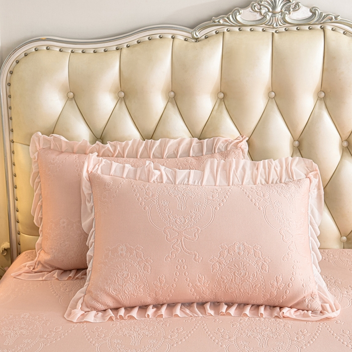 91家纺网 家纺一手货源 找家纺 席匠 2026新款凉感冰豆豆床裙款凉席席子凉席-PE系列 欧式-粉