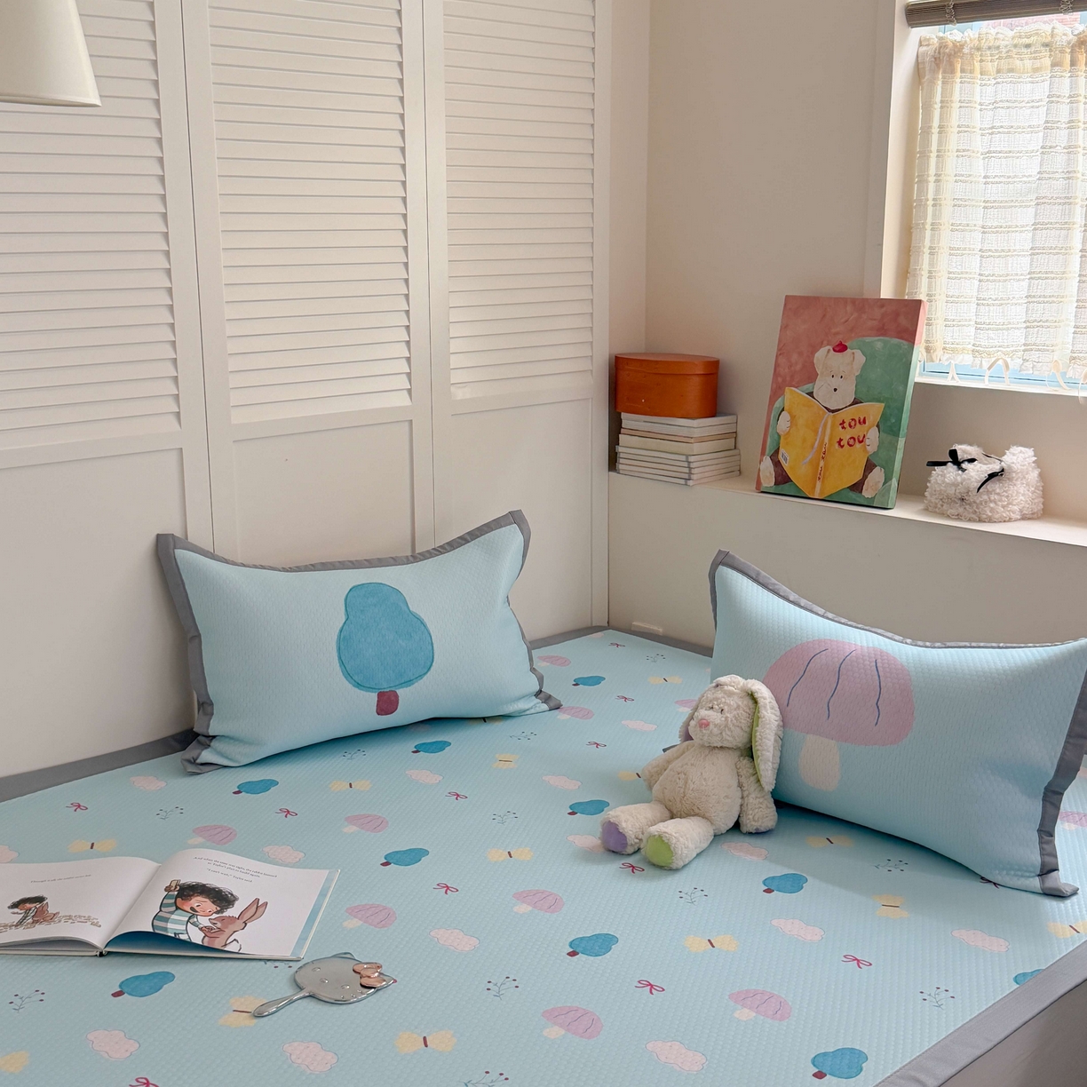 91家纺网 家纺一手货源 找家纺 Sweet dreams甜梦 2026新款数码印花小板凉感豆豆席 小森林