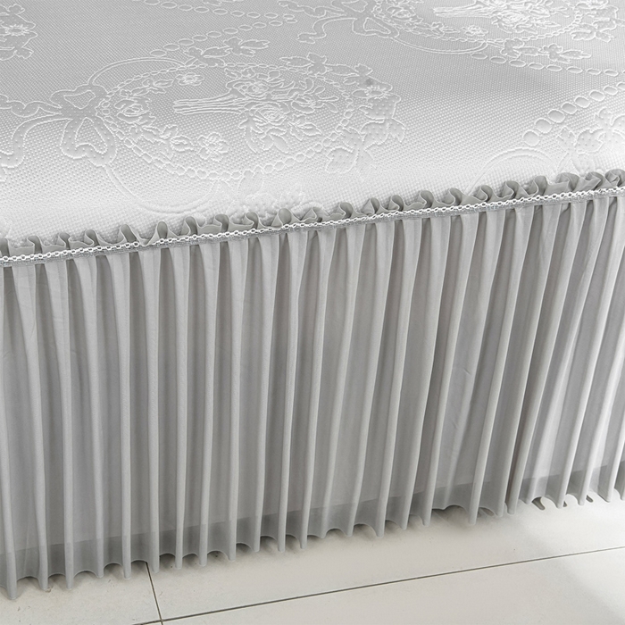 91家纺网 家纺一手货源 找家纺 席匠 2026新款凉感冰豆豆床裙款凉席席子凉席-PE系列 欧式-灰