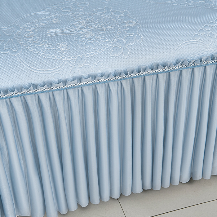 91家纺网 家纺一手货源 找家纺 席匠 2026新款凉感冰豆豆床裙款凉席席子凉席-PE系列 欧式-蓝