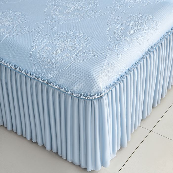 91家纺网 家纺一手货源 找家纺 席匠 2026新款凉感冰豆豆床裙款凉席席子凉席-PE系列 欧式-蓝