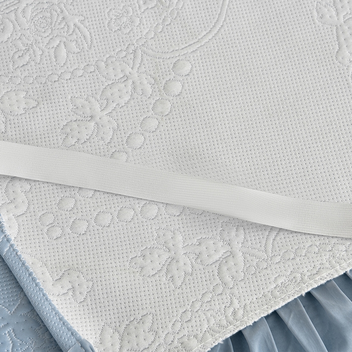 91家纺网 家纺一手货源 找家纺 席匠 2026新款凉感冰豆豆床裙款凉席席子凉席-PE系列 欧式-蓝