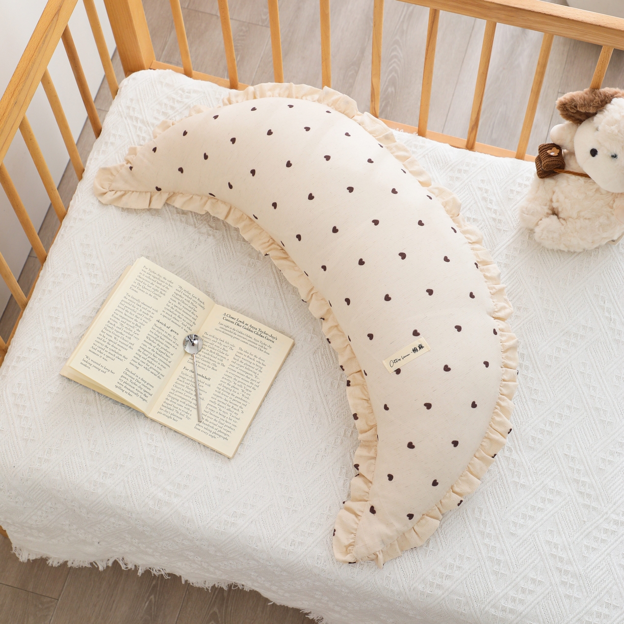 芯洲 2026新款月芽形棉麻充棉助眠夹腿神器抱枕 棉麻抱枕-心晴