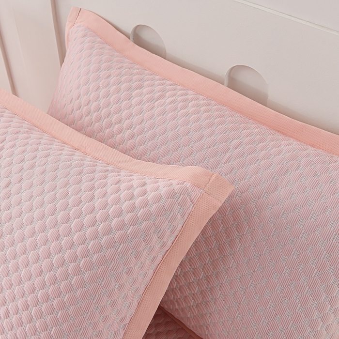 91家纺网 家纺一手货源 找家纺 席匠 2026新款冰豆豆床裙纯色款凉席席子凉席三件套 纯色床席款-粉