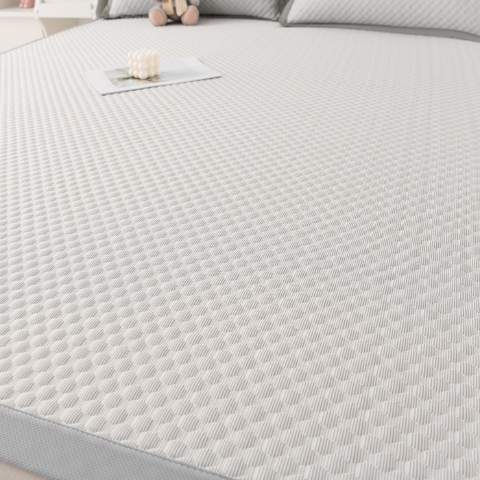 91家纺网 家纺一手货源 找家纺 席匠 2026新款冰豆豆床裙纯色款凉席席子凉席三件套 纯色床席款-灰