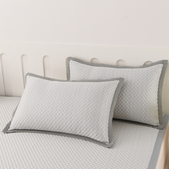 91家纺网 家纺一手货源 找家纺 席匠 2026新款冰豆豆床裙纯色款凉席席子凉席三件套 纯色床席款-灰