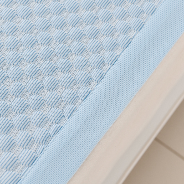 91家纺网 家纺一手货源 找家纺 席匠 2026新款冰豆豆床裙纯色款凉席席子凉席三件套 纯色床席款-蓝