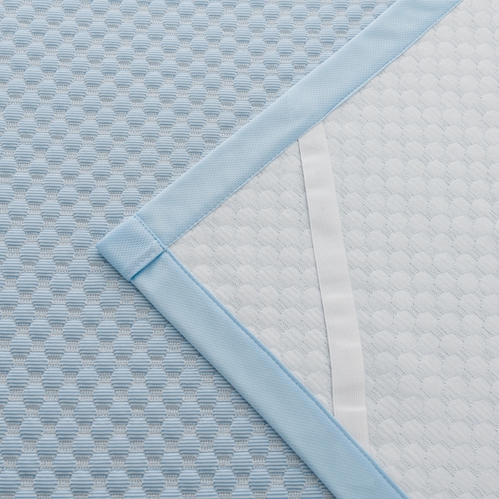 91家纺网 家纺一手货源 找家纺 席匠 2026新款冰豆豆床裙纯色款凉席席子凉席三件套 纯色床席款-蓝