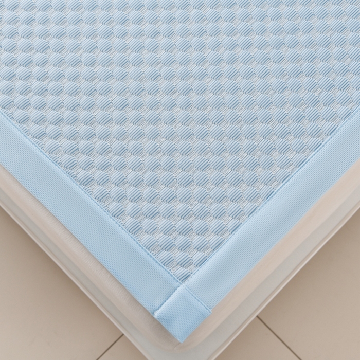 91家纺网 家纺一手货源 找家纺 席匠 2026新款冰豆豆床裙纯色款凉席席子凉席三件套 纯色床席款-蓝