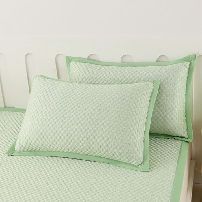 91家纺网 家纺一手货源 找家纺 席匠 2026新款冰豆豆床裙纯色款凉席席子凉席三件套 纯色床席款-绿