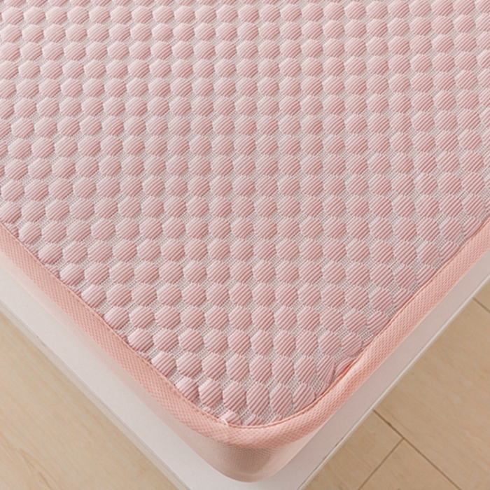 91家纺网 家纺一手货源 找家纺 席匠 2026新款冰豆豆床裙纯色款凉席席子凉席三件套 纯色床笠款-粉