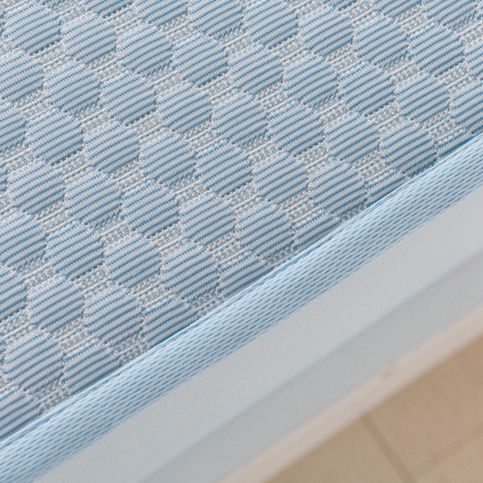 91家纺网 家纺一手货源 找家纺 席匠 2026新款冰豆豆床裙纯色款凉席席子凉席三件套 纯色床笠款-蓝