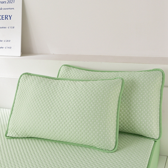 91家纺网 家纺一手货源 找家纺 席匠 2026新款冰豆豆床裙纯色款凉席席子凉席三件套 纯色床笠款-绿