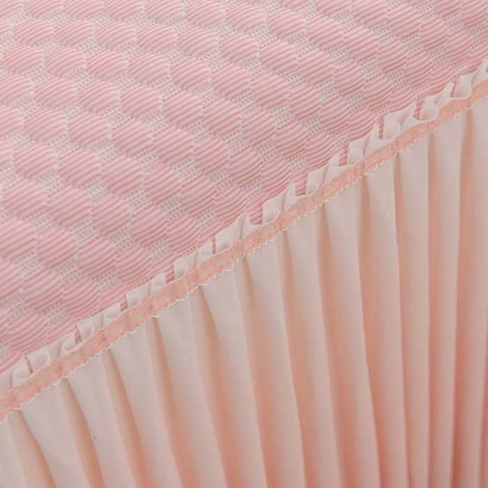 91家纺网 家纺一手货源 找家纺 席匠 2026新款冰豆豆床裙纯色款凉席席子凉席三件套 纯色渐变床裙款-粉