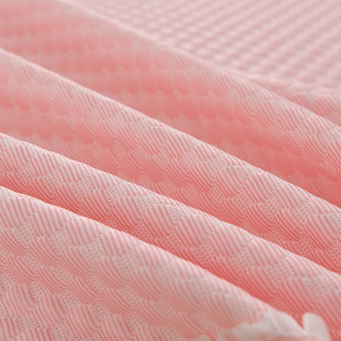 91家纺网 家纺一手货源 找家纺 席匠 2026新款冰豆豆床裙纯色款凉席席子凉席三件套 纯色渐变床裙款-粉