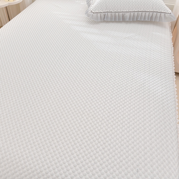 91家纺网 家纺一手货源 找家纺 席匠 2026新款冰豆豆床裙纯色款凉席席子凉席三件套 纯色渐变床裙款-灰