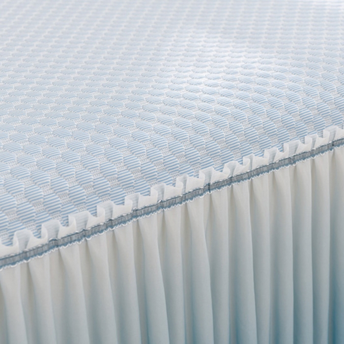 91家纺网 家纺一手货源 找家纺 席匠 2026新款冰豆豆床裙纯色款凉席席子凉席三件套 纯色渐变床裙款-蓝