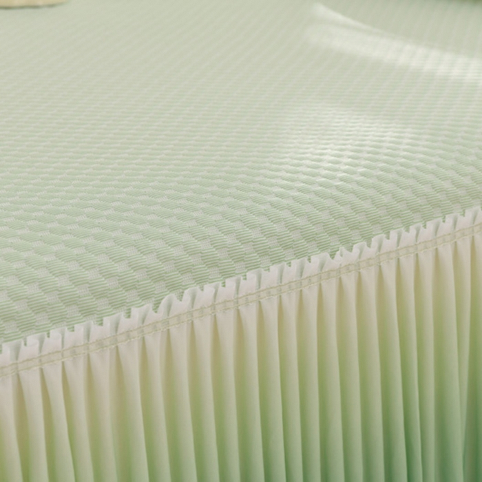 91家纺网 家纺一手货源 找家纺 席匠 2026新款冰豆豆床裙纯色款凉席席子凉席三件套 纯色渐变床裙款-绿