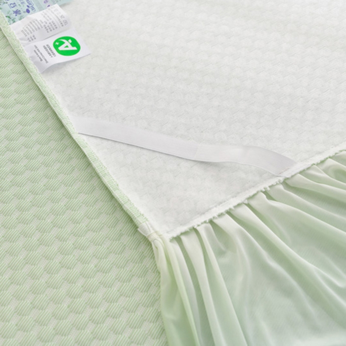 91家纺网 家纺一手货源 找家纺 席匠 2026新款冰豆豆床裙纯色款凉席席子凉席三件套 纯色渐变床裙款-绿