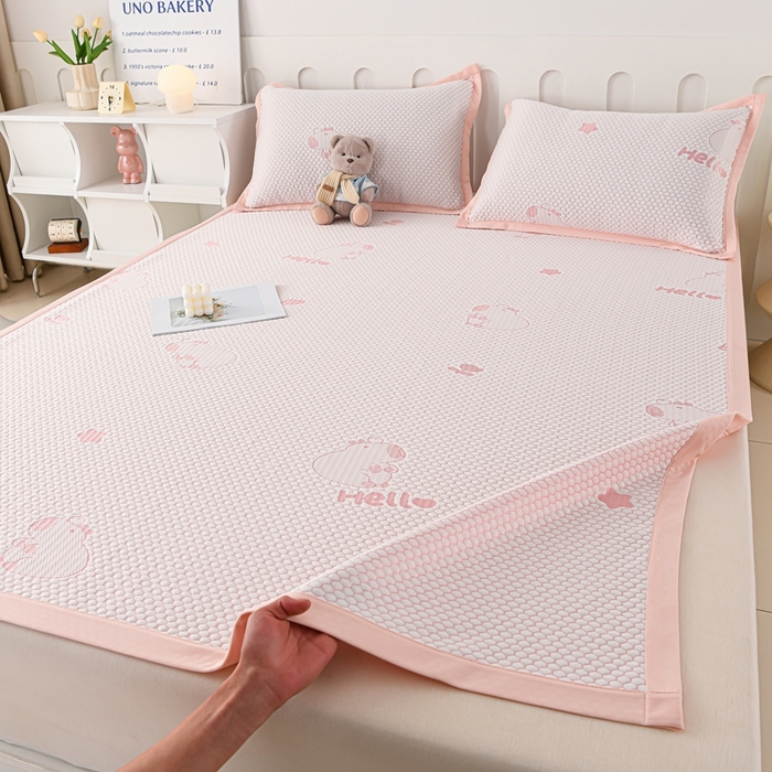 （总）席匠 2026新款冰豆豆床裙卡通款凉席席子凉席三件套