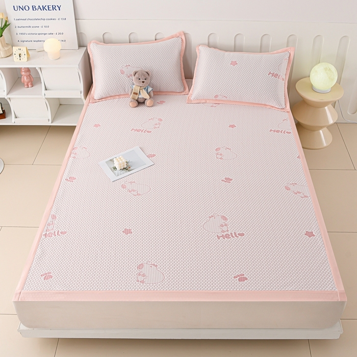 91家纺网 家纺一手货源 找家纺 （总）席匠 2026新款冰豆豆床裙卡通款凉席席子凉席三件套