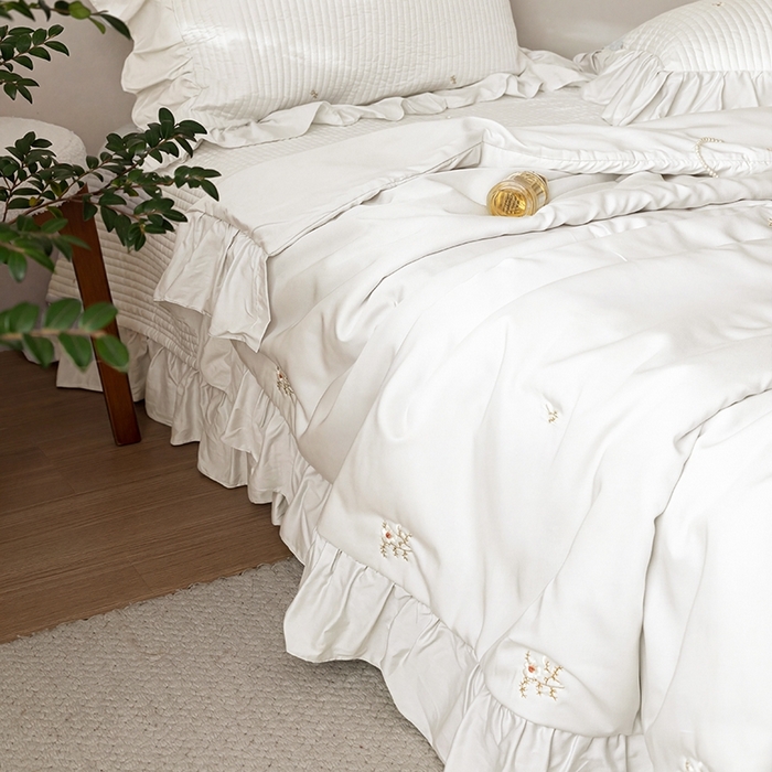 91家纺网 家纺一手货源 找家纺 （总）上喜 2026新款天丝小花刺绣夏被夏凉被空调被四件套