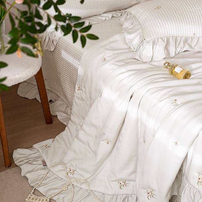 91家纺网 家纺一手货源 找家纺 （总）上喜 2026新款天丝小花刺绣夏被夏凉被空调被四件套