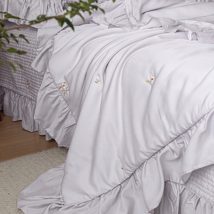 91家纺网 家纺一手货源 找家纺 上喜 2026新款天丝小花刺绣夏被夏凉被空调被四件套 紫色