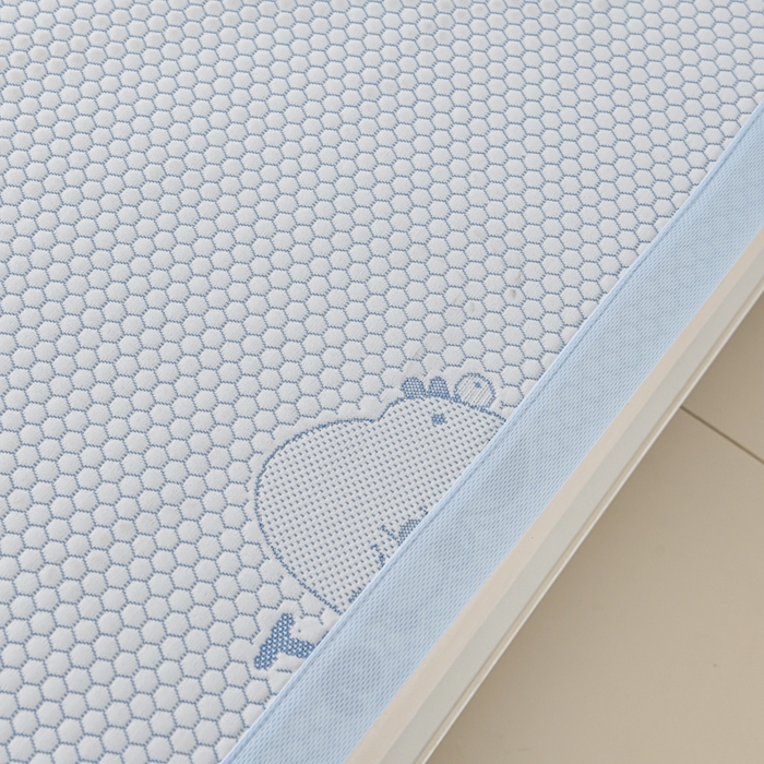 91家纺网 家纺一手货源 找家纺 席匠 2026新款冰豆豆床裙卡通款凉席席子凉席三件套 卡比巴拉床席款-蓝